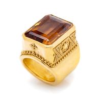 YELLOW GOLD AND CITRINE RING