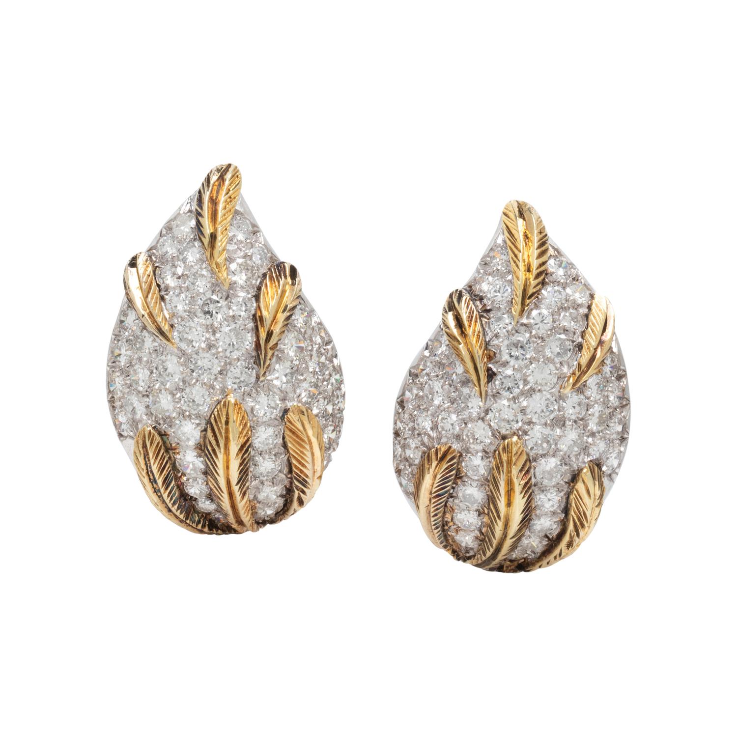 BICOLOR GOLD AND DIAMOND EARRINGS