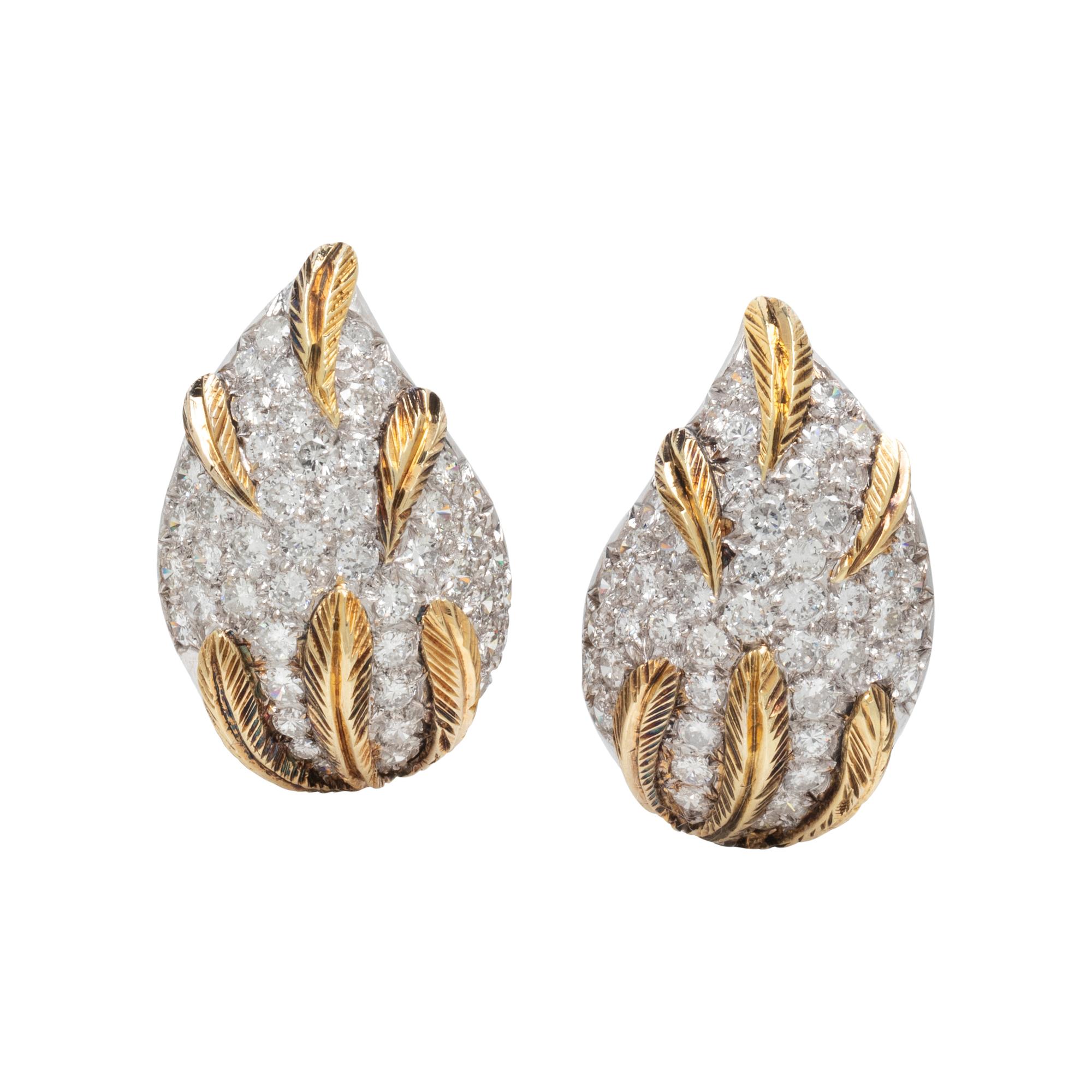 BICOLOR GOLD AND DIAMOND EARRINGS