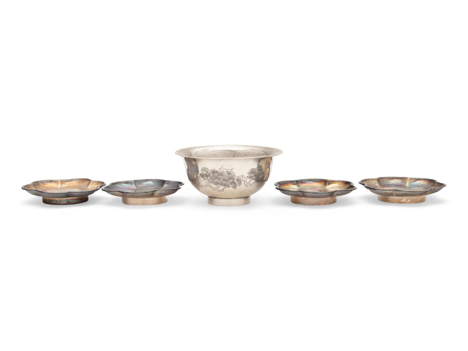 Five Chinese Export Silver Wares