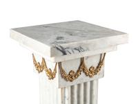 A Pair of Louis XVI Style Gilt Bronze Mounted White Marble Pedestals