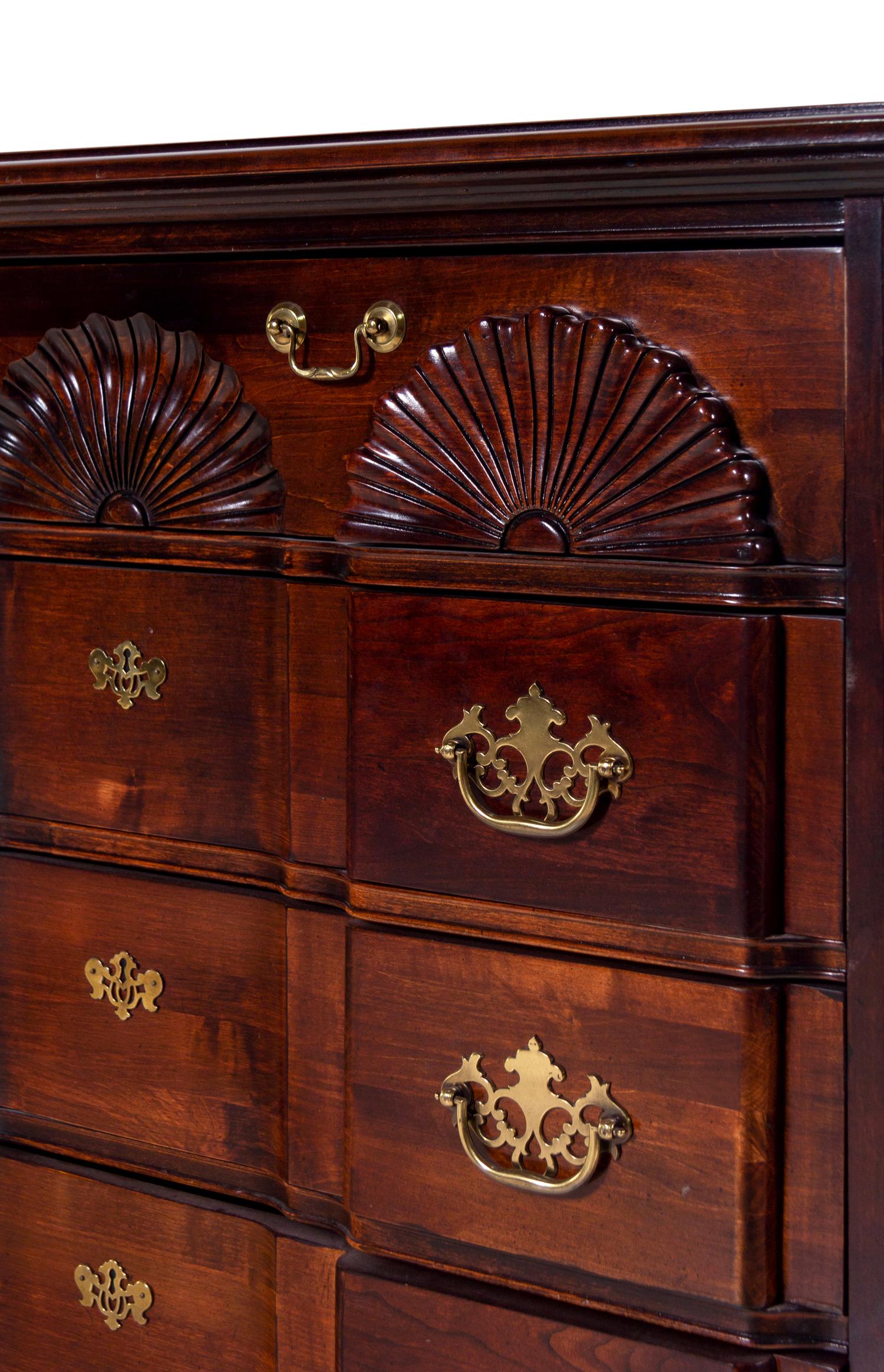 A Chippendale Style Block-and-Shell Carved Mahogany Chest of Drawers