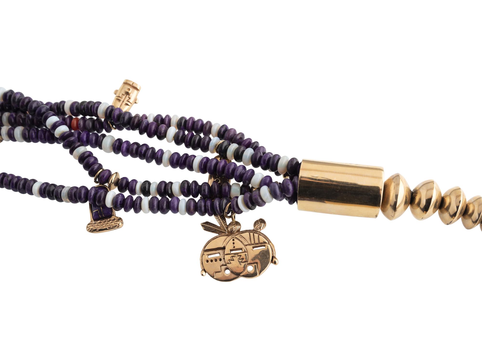 14k Gold Multi-Strand Necklace, with Katsina Charms