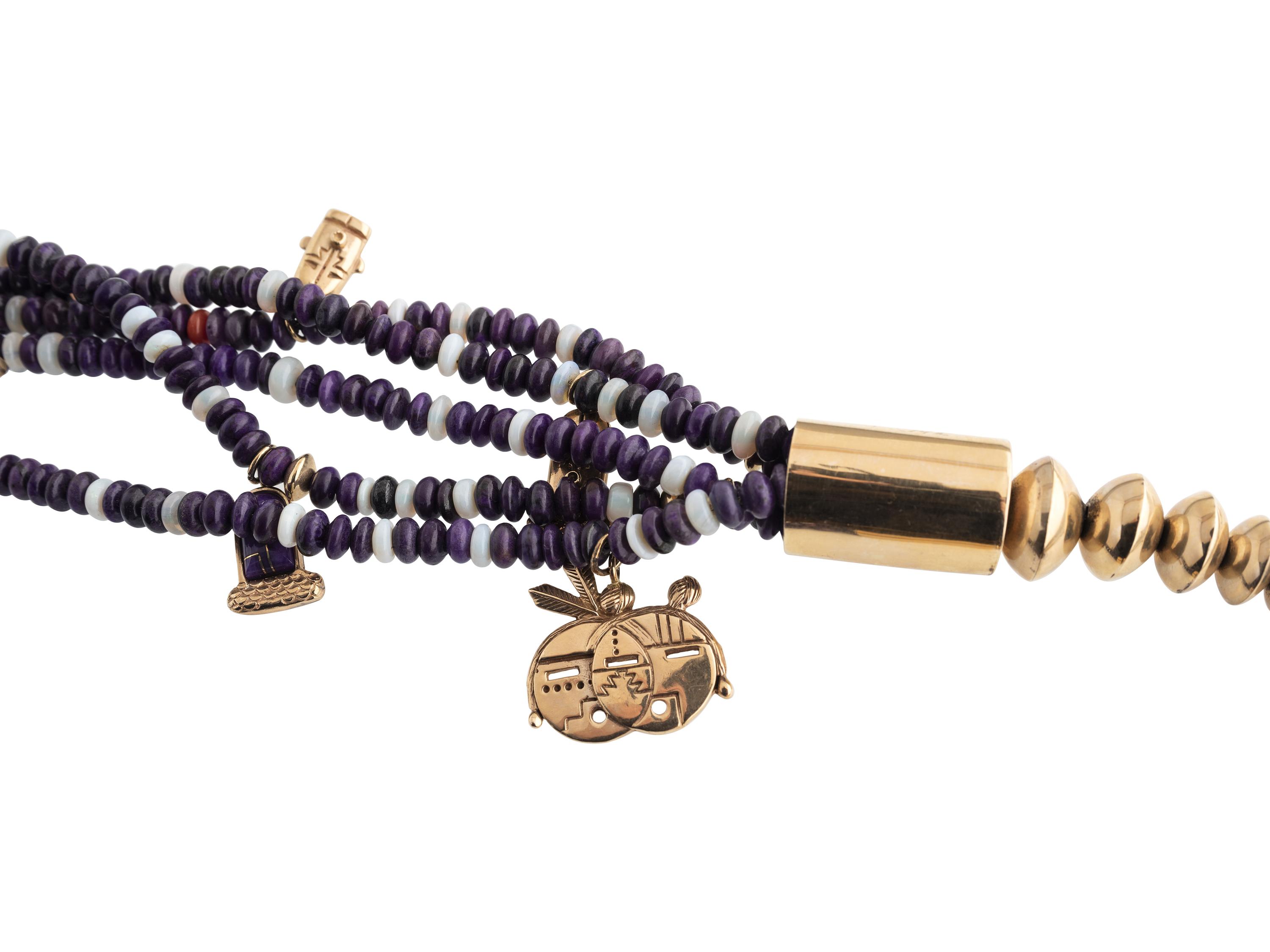 14k Gold Multi-Strand Necklace, with Katsina Charms