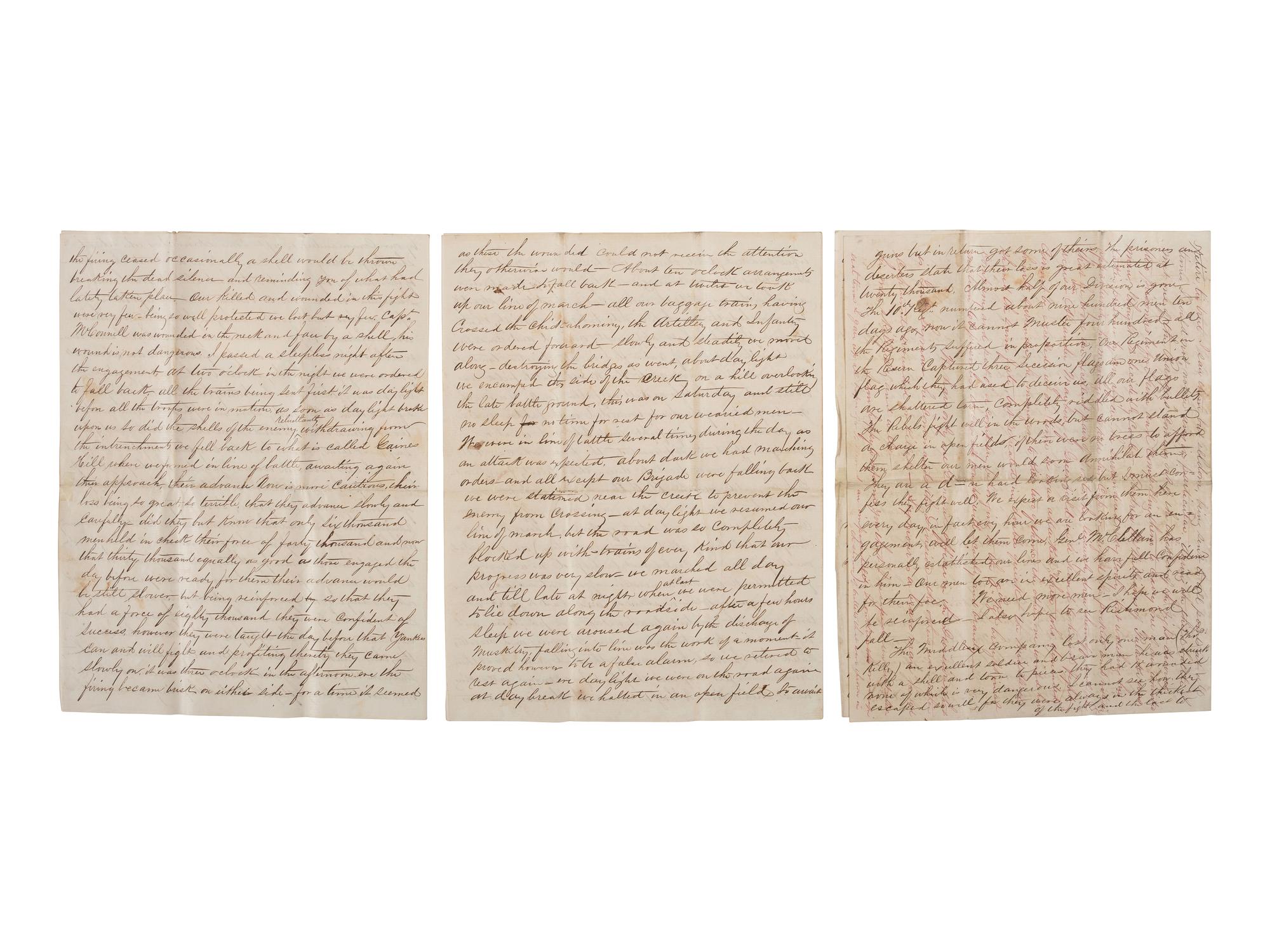 [CIVIL WAR]. JACKSON, AAAG Charles N. (1840-1866). A detailed 12pp letter describing the Seven Days' Battles written by an officer of the Pennsylvania Reserves, which sustained heavy losses during the engagements.