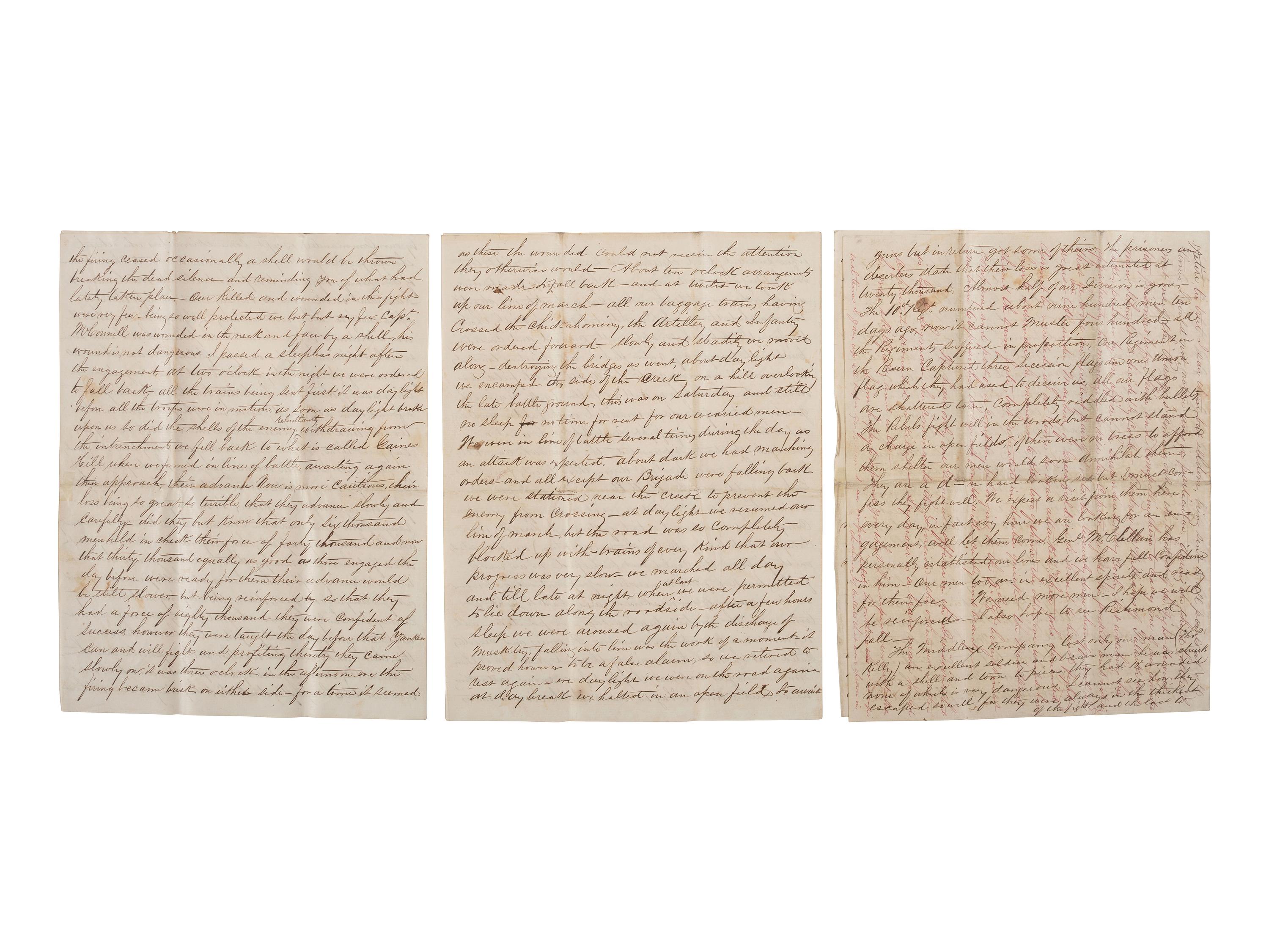 [CIVIL WAR]. JACKSON, AAAG Charles N. (1840-1866). A detailed 12pp letter describing the Seven Days' Battles written by an officer of the Pennsylvania Reserves, which sustained heavy losses during the engagements.