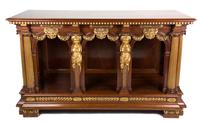 A Continental Empire Style Mahogany and Carved Giltwood Console Table Height 39 x width 66 x depth 27 inches. — 20TH CENTURY