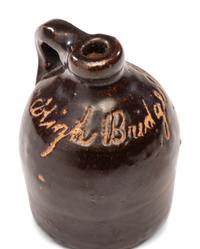 Six Fair and Amusement Park Souvenir Slip-Glazed Miniature Stoneware Vessels