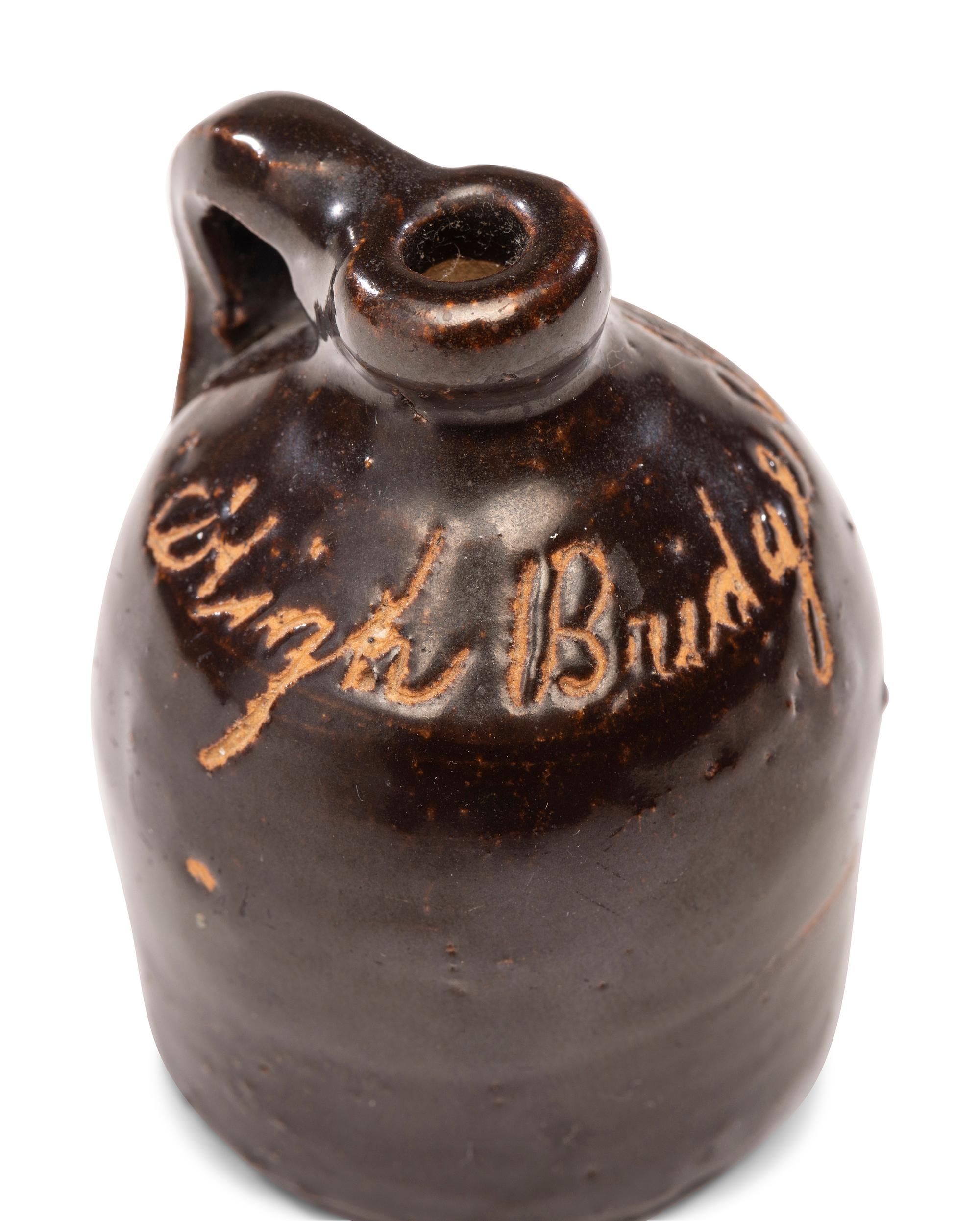 Six Fair and Amusement Park Souvenir Slip-Glazed Miniature Stoneware Vessels