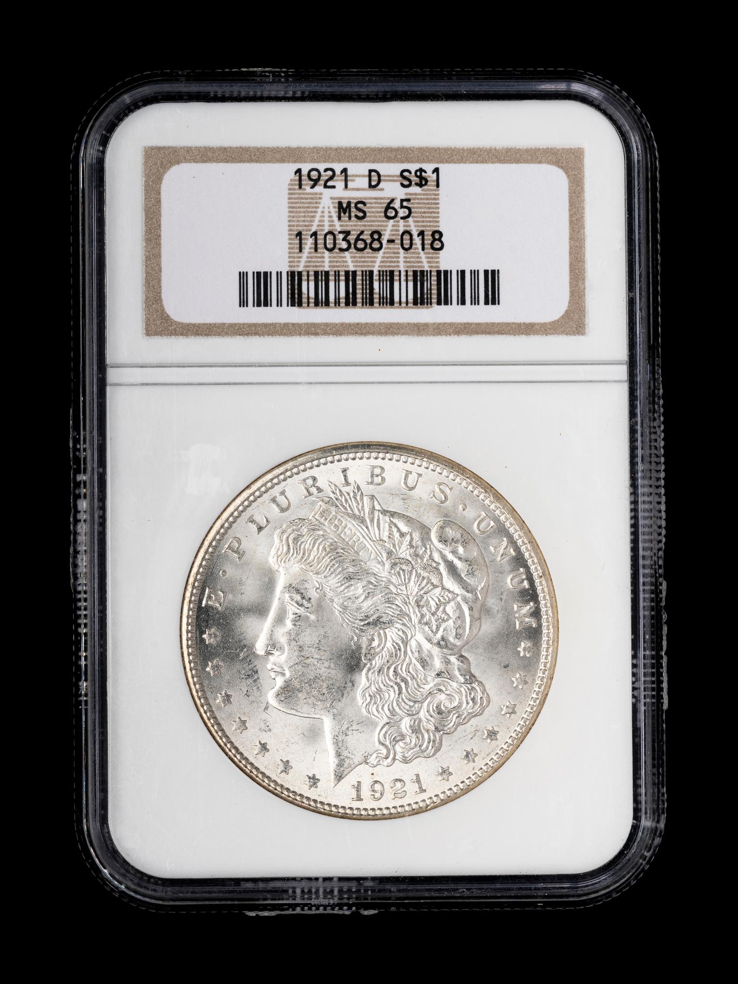 A 1921-D Morgan $1 Coin (NGC MS65)