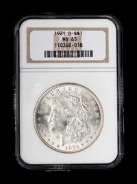 A 1921-D Morgan $1 Coin (NGC MS65)
