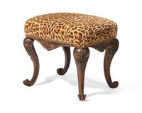 A small Portuguese Rococo carved walnut stool, 18th century