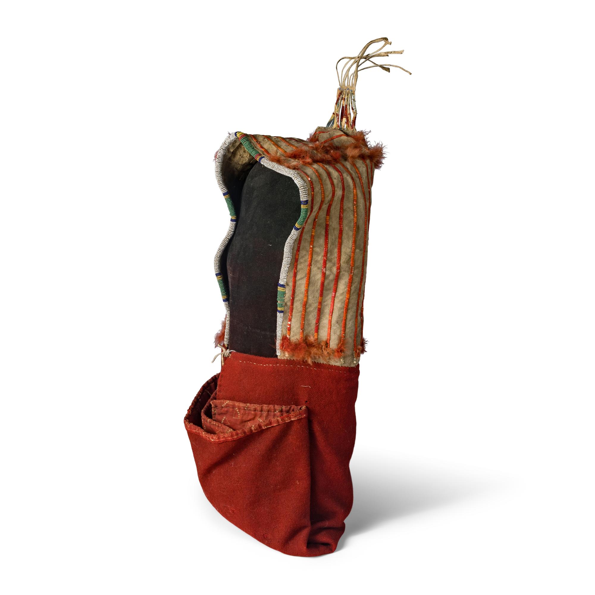 Sioux Quilled and Beaded Buffalo Hide Soft-Sided Cradle