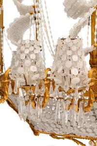 A Louis XVI Style Gilt Bronze and Cut Glass "Ship" Chandelier