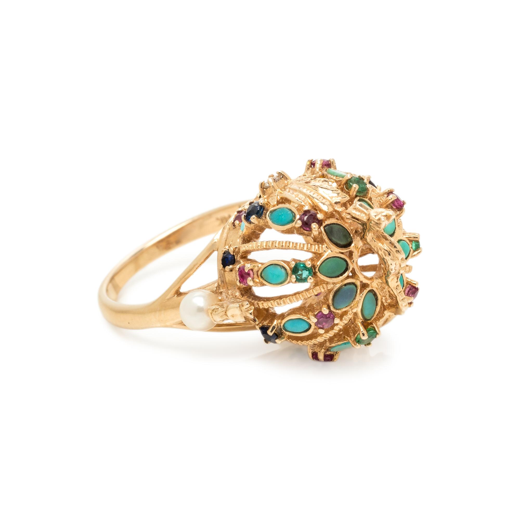 YELLOW GOLD AND MULTIGEM RING