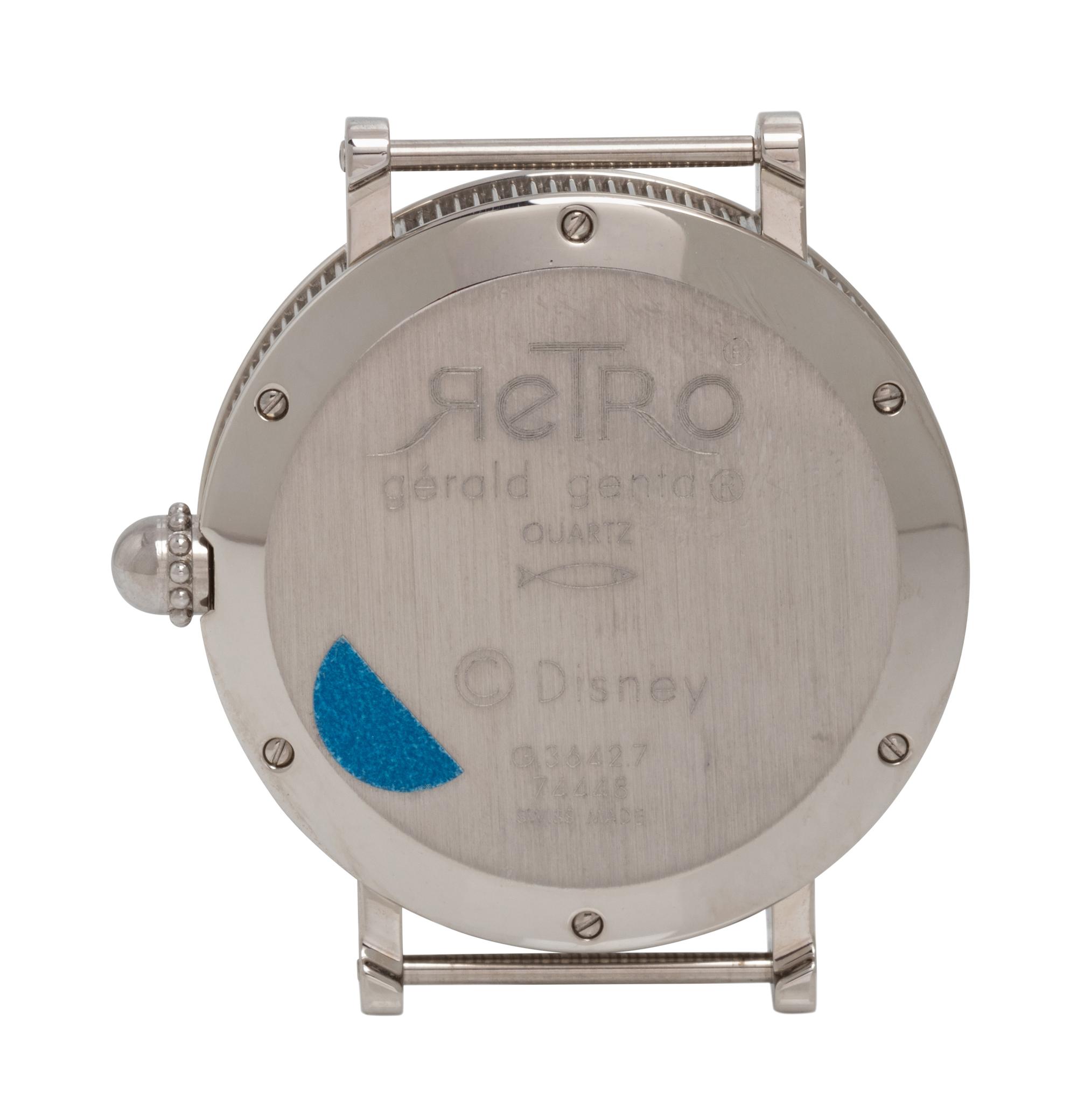 GERALD GENTA, STAINLESS STEEL RETROGRADE JUMP HOUR 'MICKEY MOUSE' WATCH