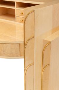 An Art Deco Style Brass Mounted Birdseye Maple Dressing Table