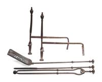 A Pair of Wrought Iron Andirons