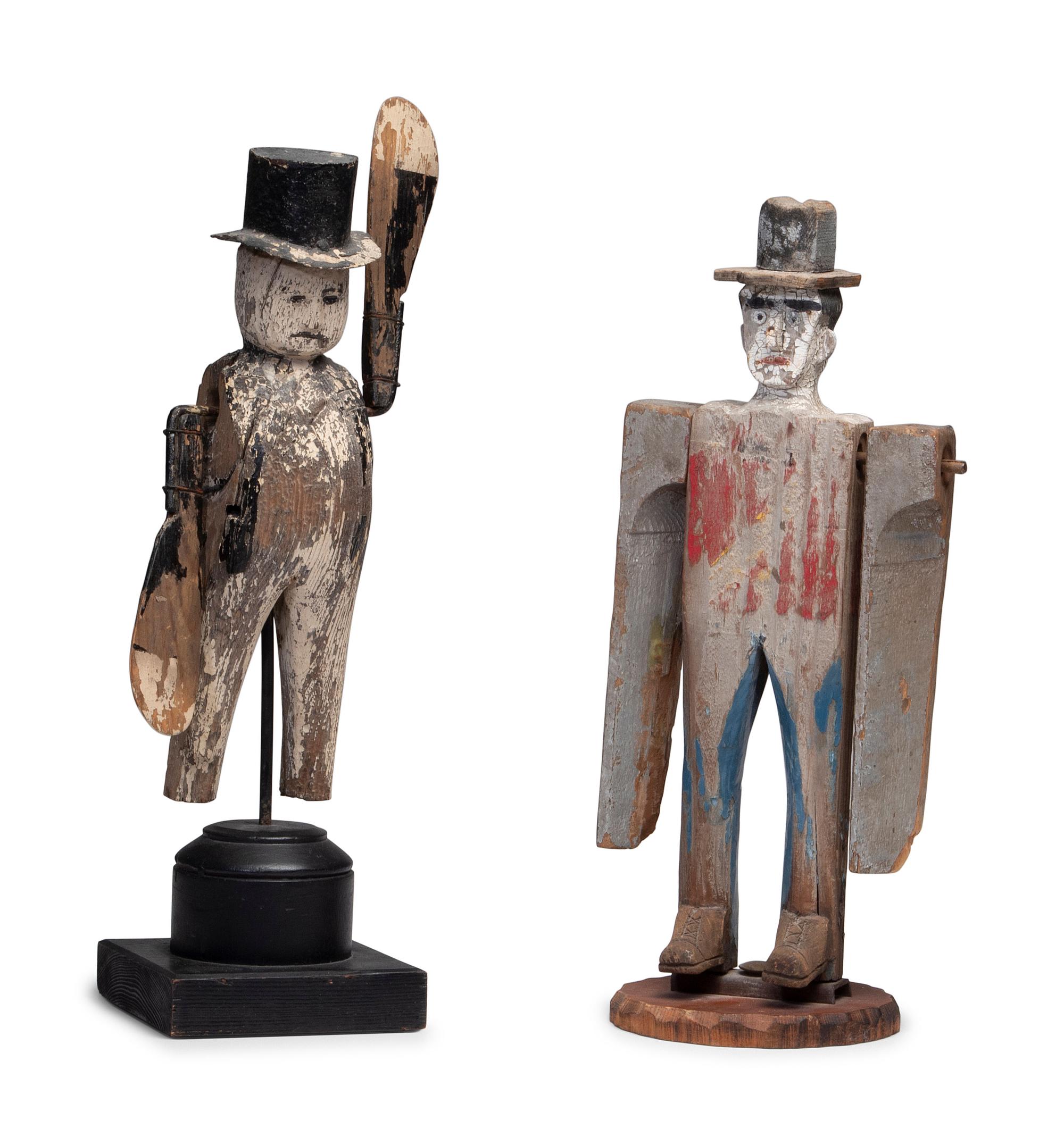 Two Folk Art Painted Wood Whirligigs