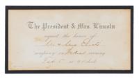 [LINCOLN WHITE HOUSE]. LINCOLN, Mary Todd (1818-1882). Partly engraved invitation to a White House ball, Washington, D.C., 5 February 1862.
