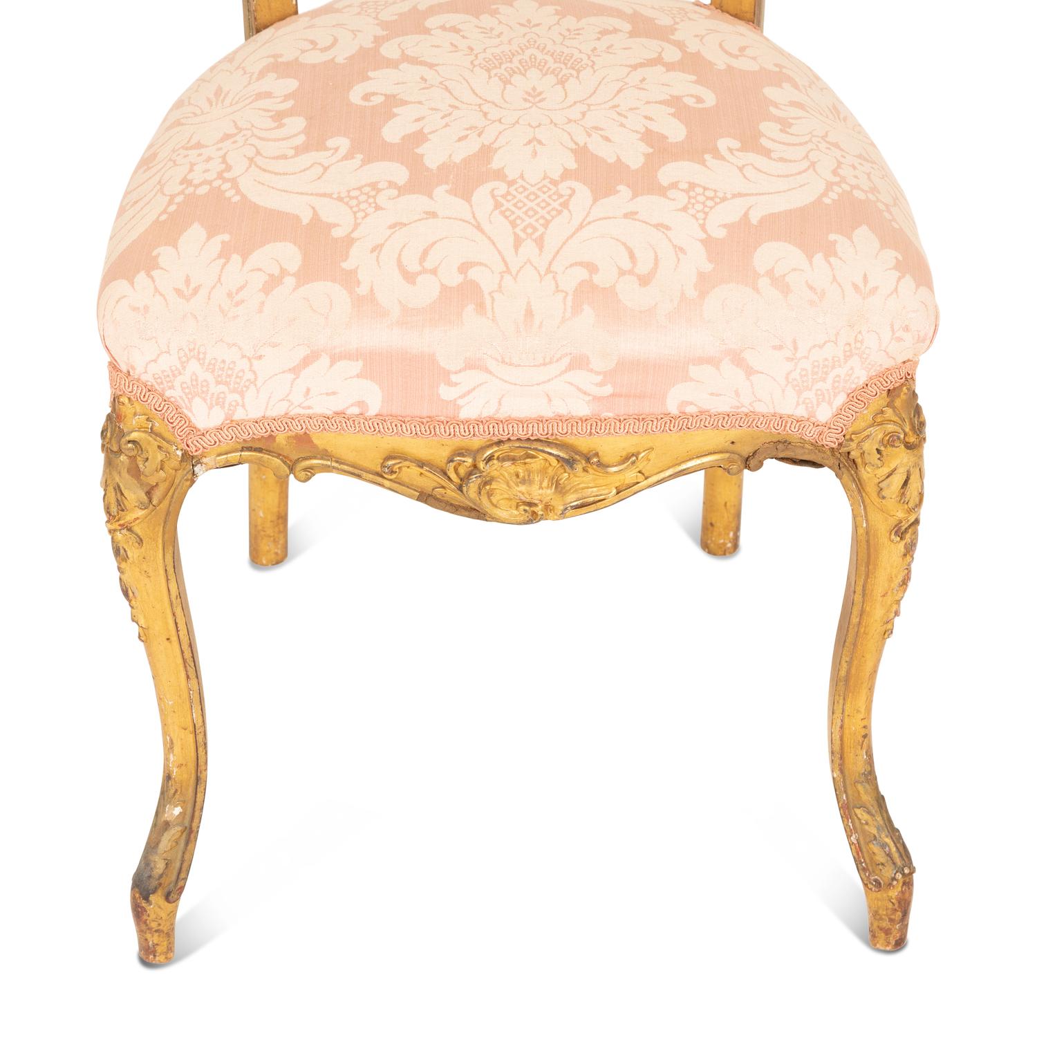 A Louis XV Style Giltwood and Vernis Martin Decorated Side Chair