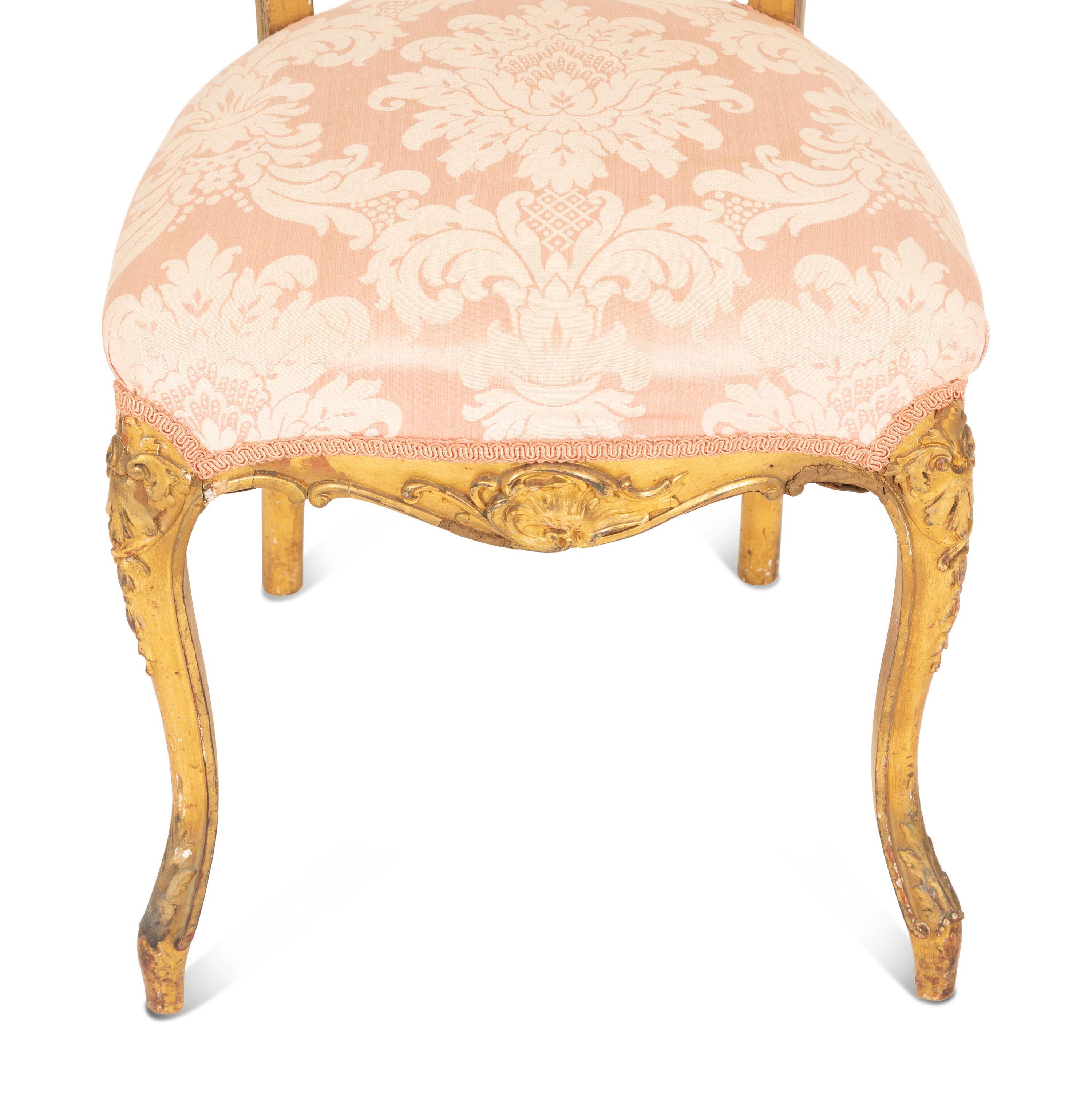 A Louis XV Style Giltwood and Vernis Martin Decorated Side Chair