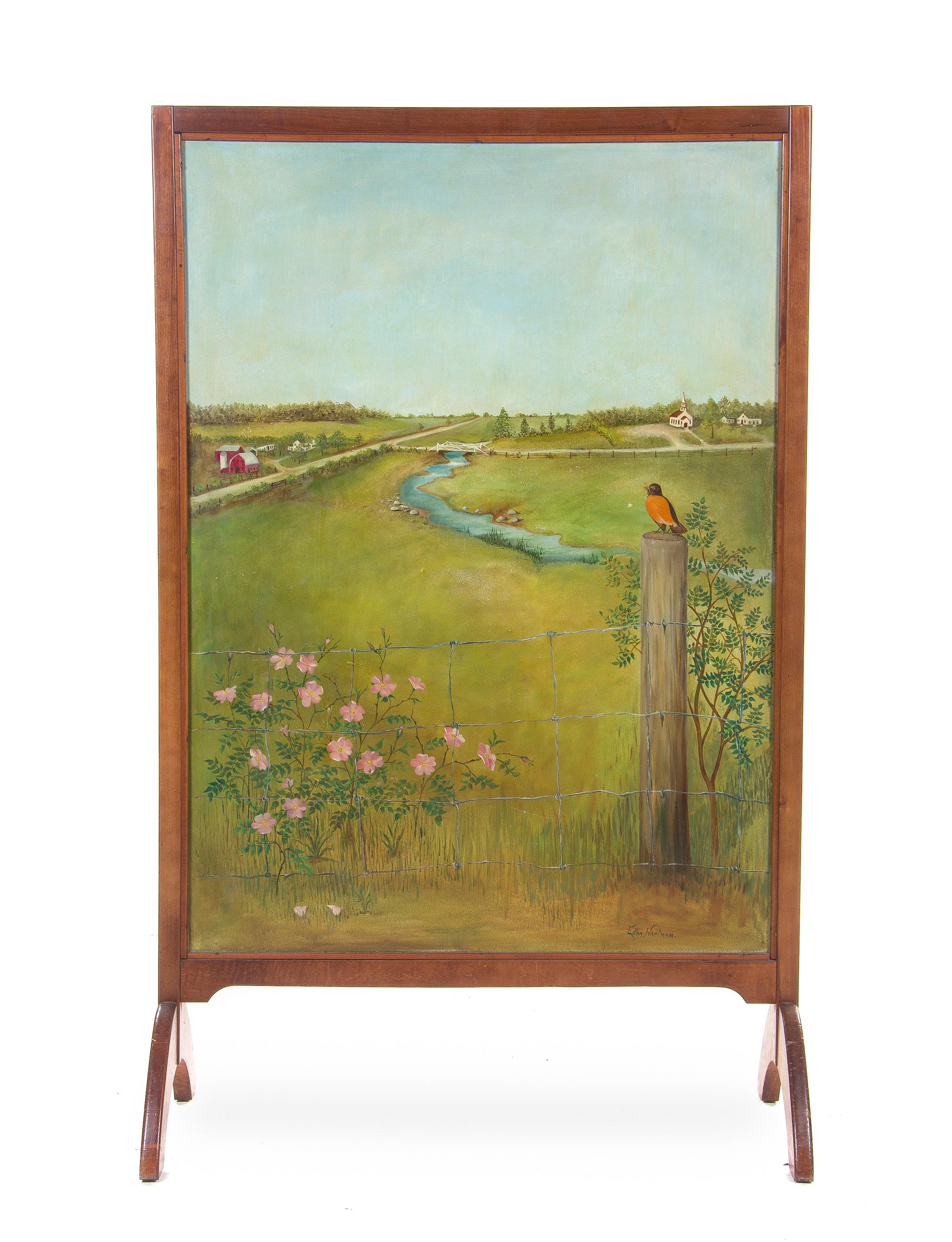 An American Painted Floor Screen, EDNA HARTMAN, Height 60 1/4 inches. — EDNA HARTMAN,