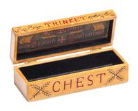 A Carved and Painted Wood Valuables Box with Masonic Interest