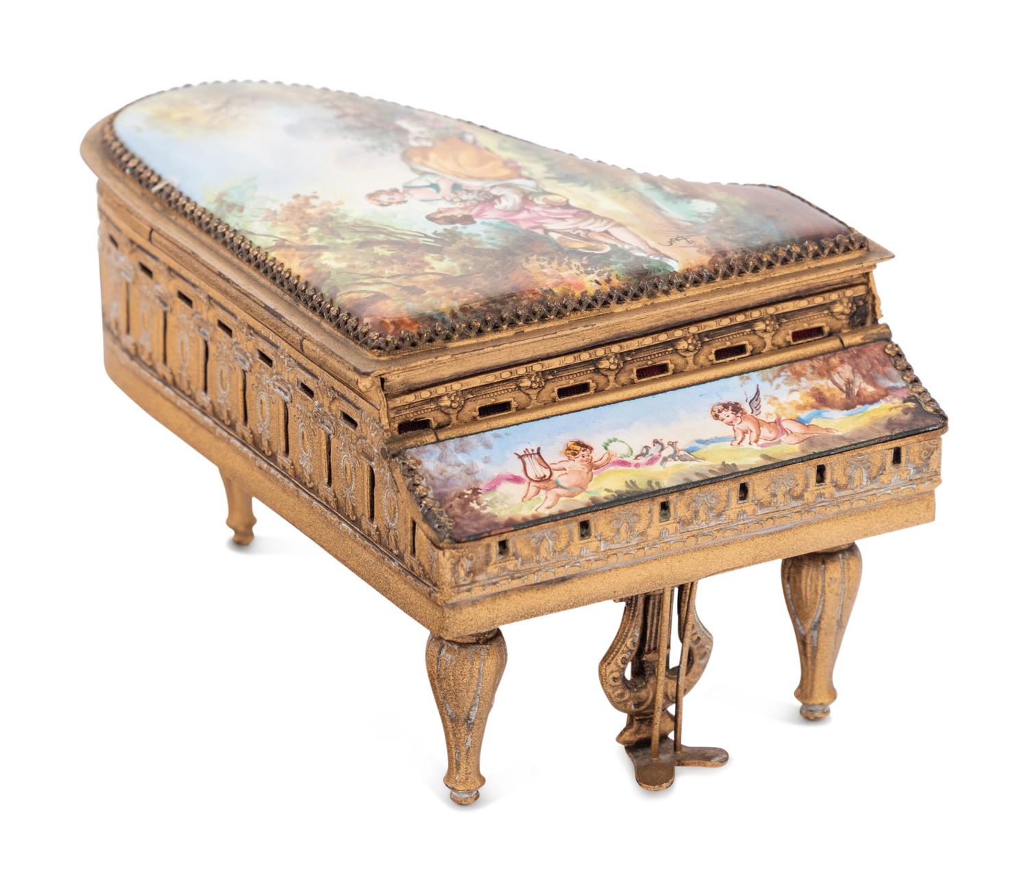 A Viennese Enameled Miniature Piano