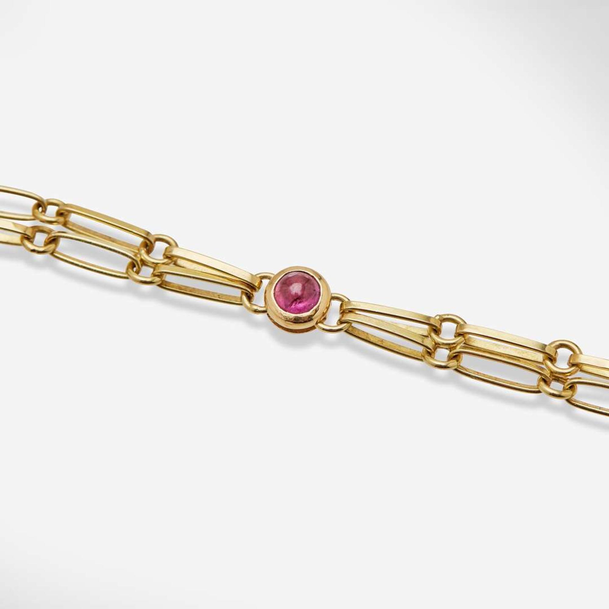An 18K Yellow Gold Art Nouveau Plique-à-Jour Enamel Necklace