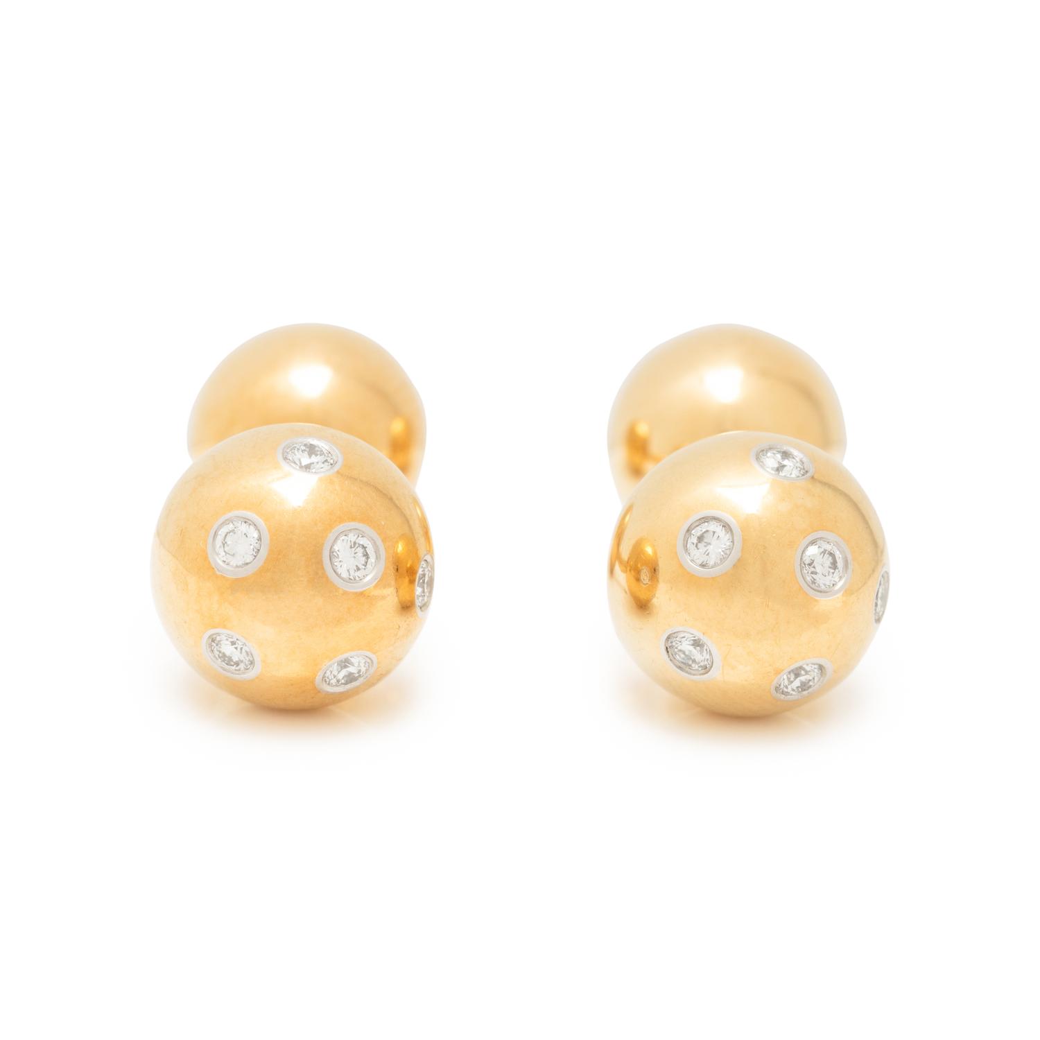 TIFFANY & CO., YELLOW GOLD AND DIAMOND 'ETOILE' CUFFLINKS