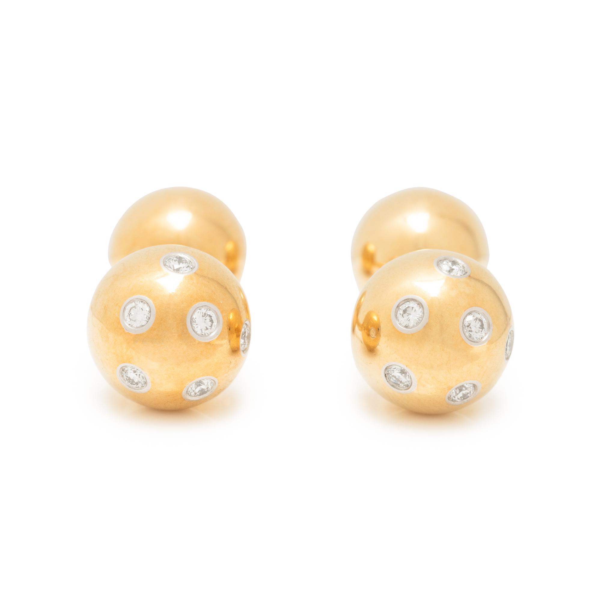 TIFFANY & CO., YELLOW GOLD AND DIAMOND 'ETOILE' CUFFLINKS