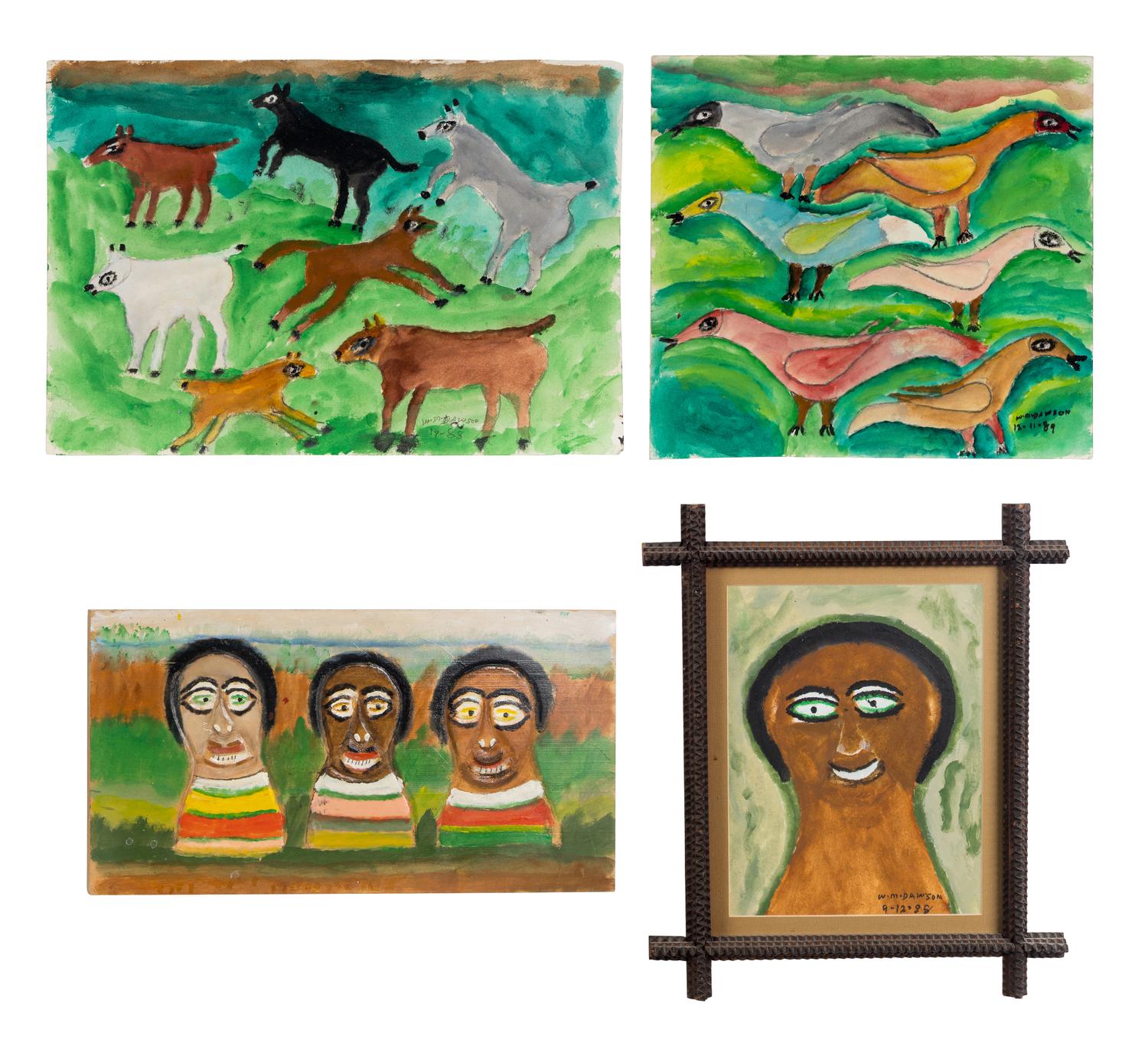 Untitled (Horses) , 1988, Untitled (Birds) , 1989, Untitled (Heads) , 1989 and Untitled (Portrait) , 1988 (four works)