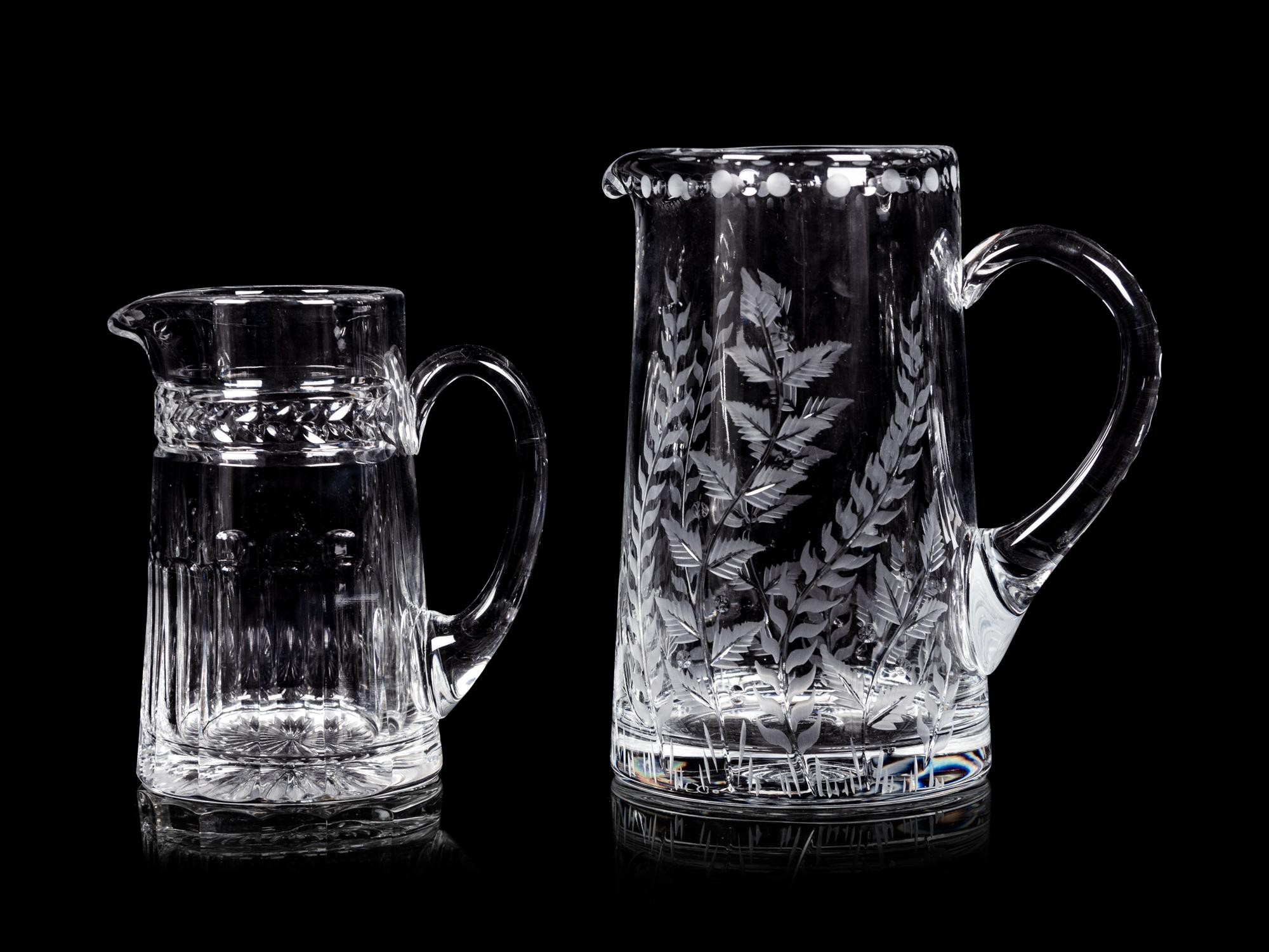 Two William Yeoward Glass Pitchers