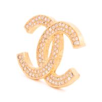 Chanel Double Row Crystal CC Brooch