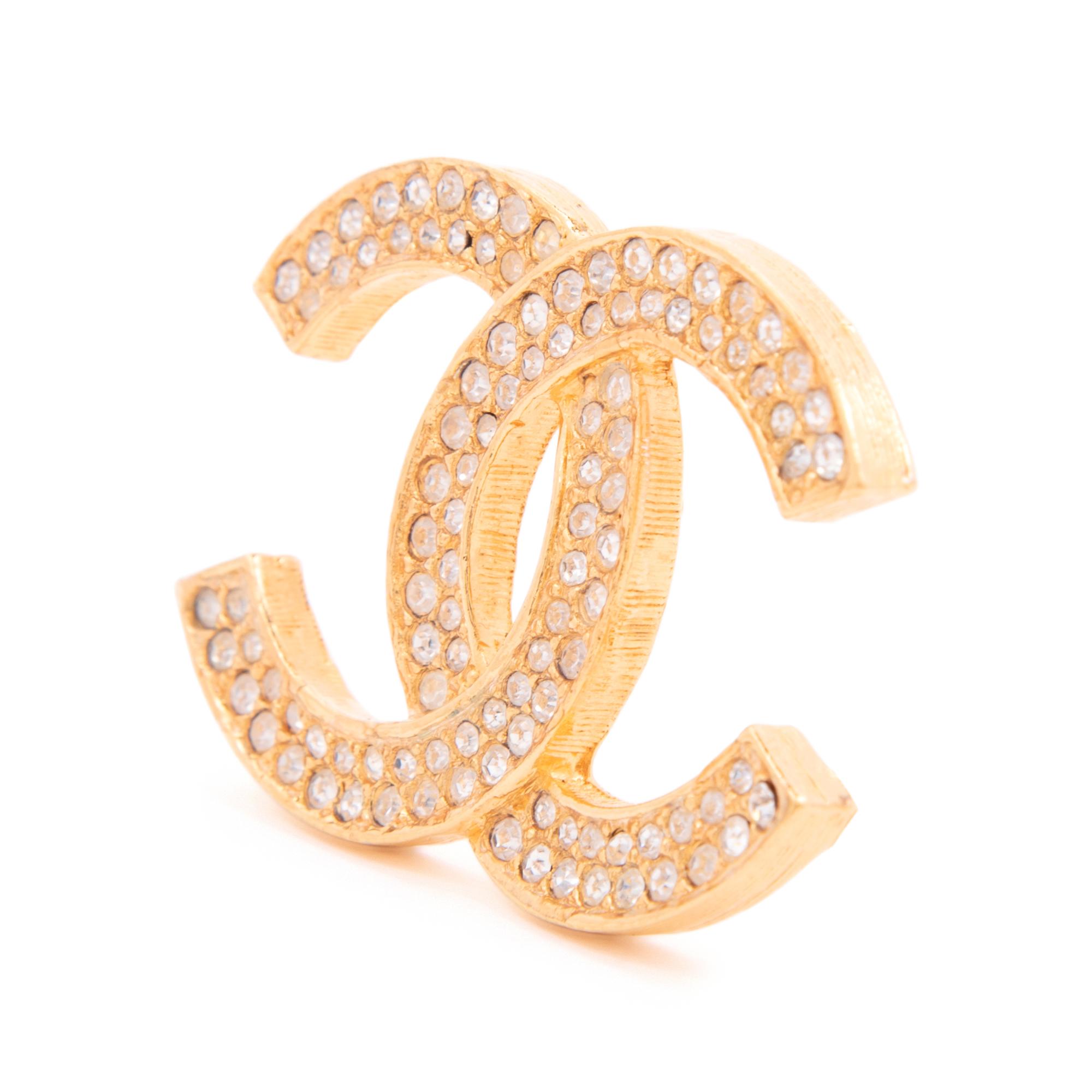Chanel Double Row Crystal CC Brooch