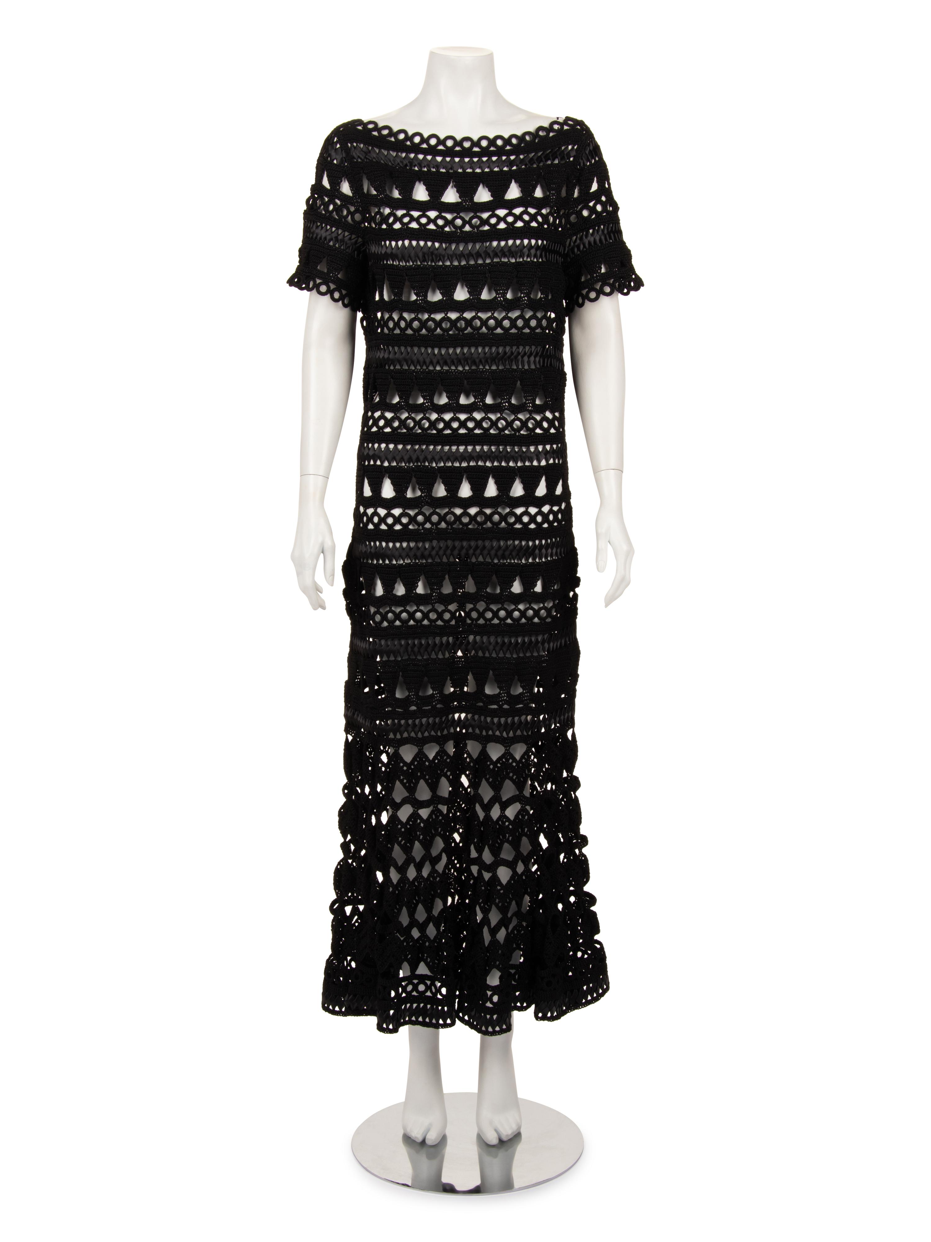 Oscar de la Renta Silk Crochet Dress, Resort 2018