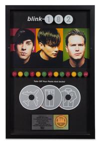 A Blink 1-8-2: Take off your Pants and Jacket RIAA Certified 2x Platinum Presentation Album 24 1/4 x 16 1/4 inches.