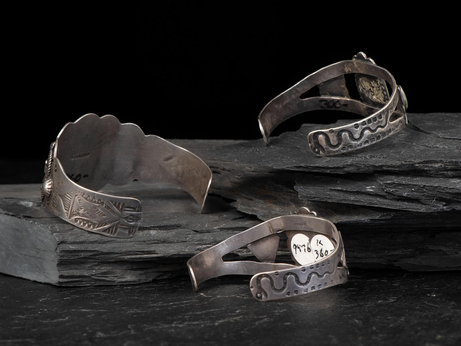 Fred Harvey Era Navajo Sterling Silver and Turquoise Cuff Bracelets