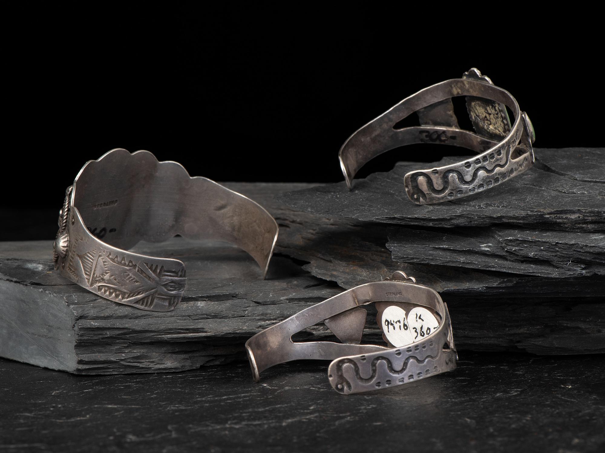Fred Harvey Era Navajo Sterling Silver and Turquoise Cuff Bracelets