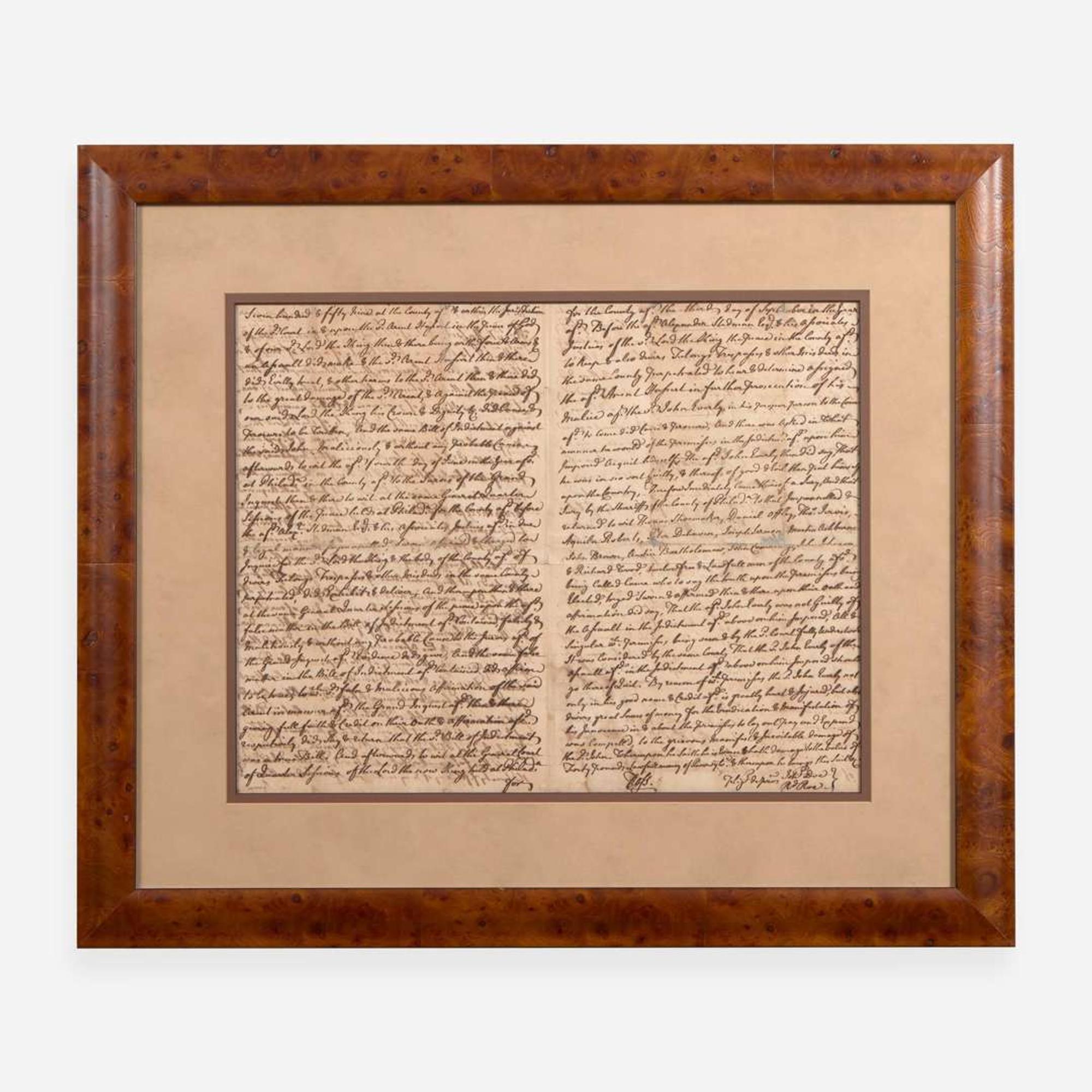 [Declaration of Independence] [Pennsylvania] Ross, George Autograph Document, signed