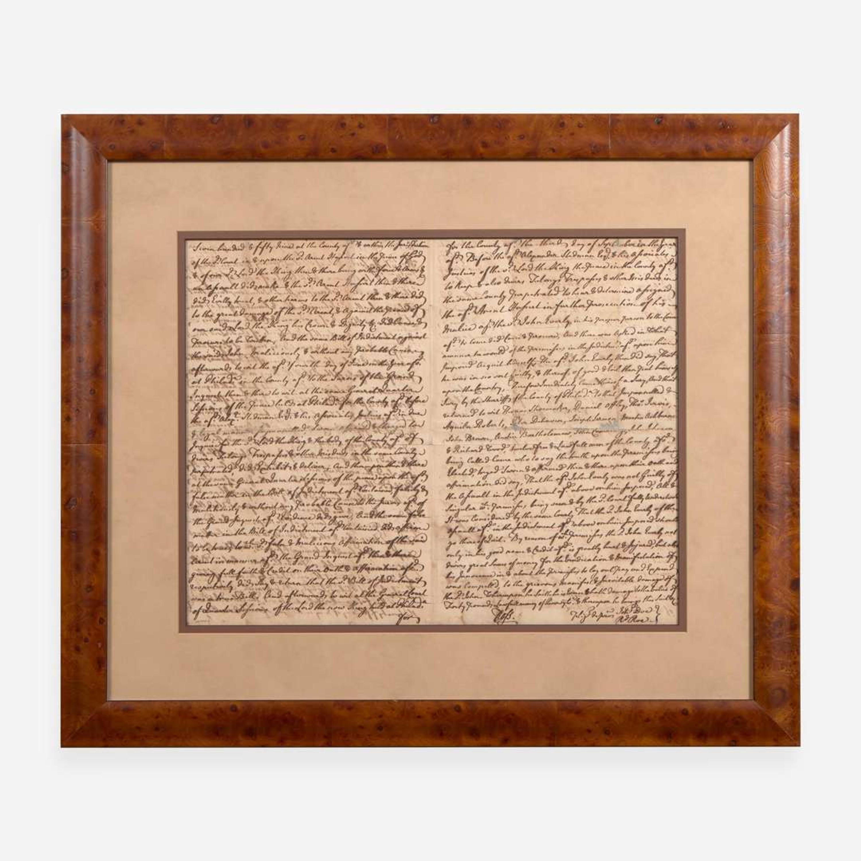 [Declaration of Independence] [Pennsylvania] Ross, George Autograph Document, signed