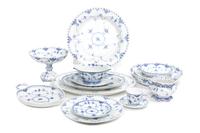 A Royal Copenhagen Porcelain Partial Dinner Service Diameter of first 9 7/8 inches.