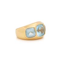 SEAMAN SCHEPPS, BLUE TOPAZ AND YELLOW GOLD RING