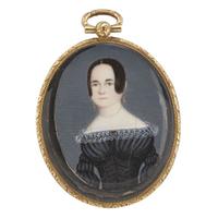 Attributed to Samuel P. Howes (1806-1881) Portrait miniature of a lady in black dress