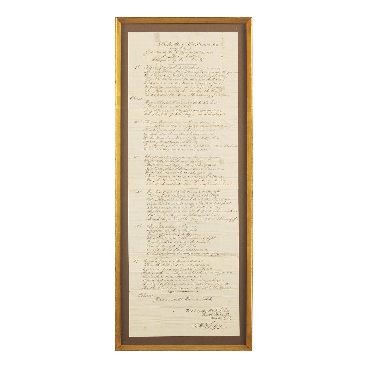 [Civil War] Original Manuscript Song, The Battle of Port Hudson, La.