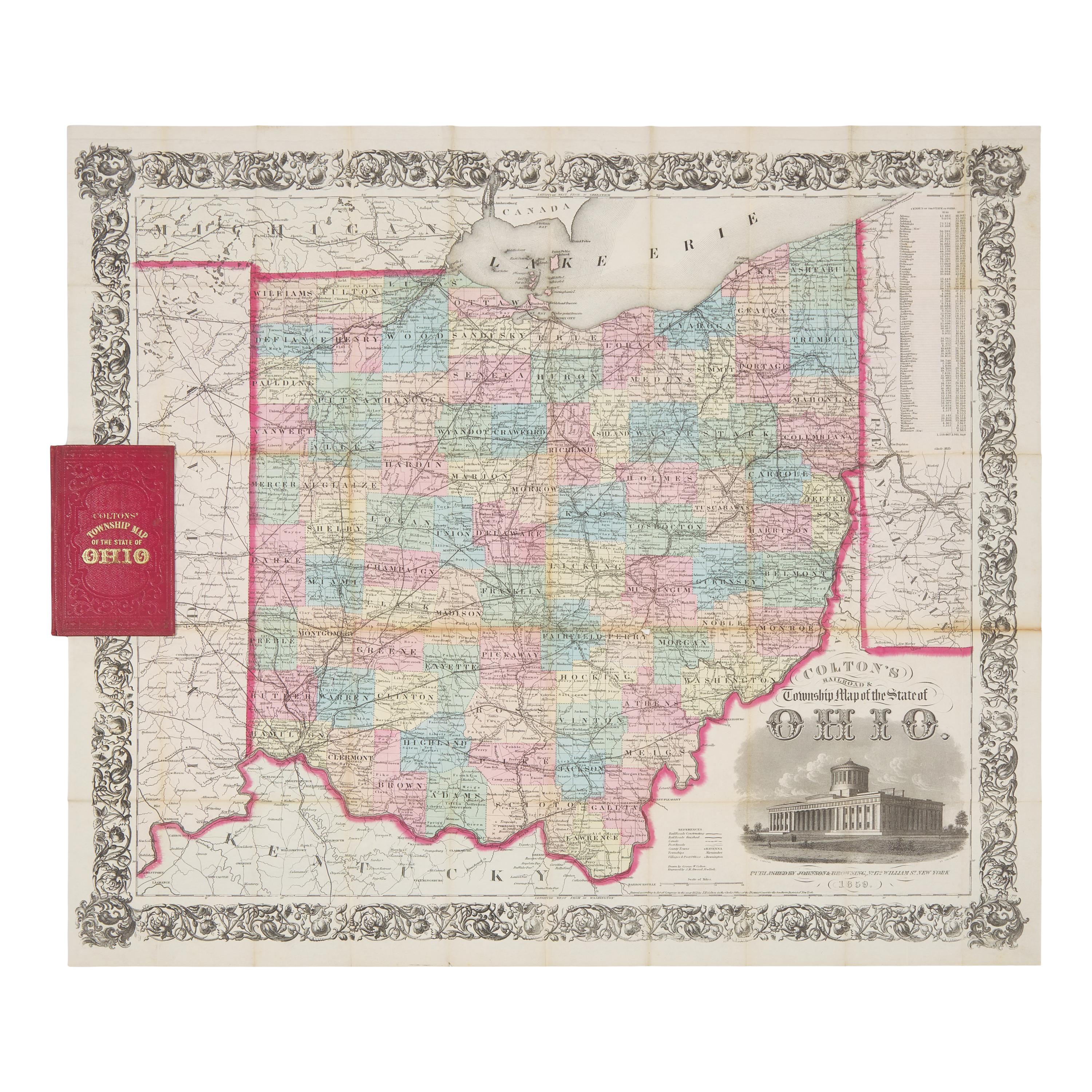 [Maps & Atlases] Colton's Railroad & Township Map of the State of Ohio