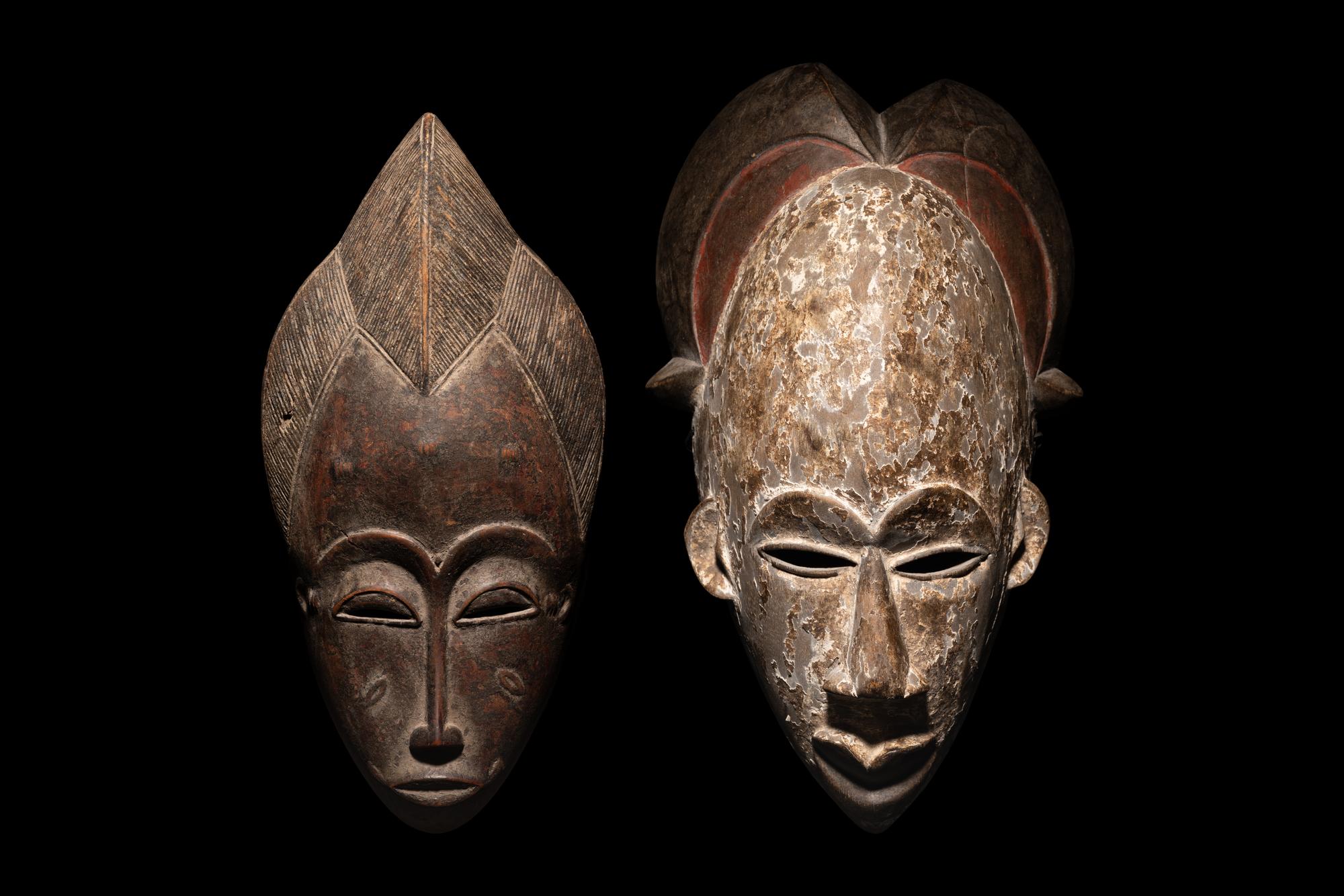 Two Baule Wood Masks (Mblo)