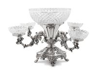 An English Silver-Plate and Cut Glass Épergne