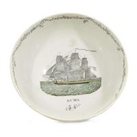 Transfer-decorated and polychrome enameled presentation punch bowl Liverpool, England, circa 1800